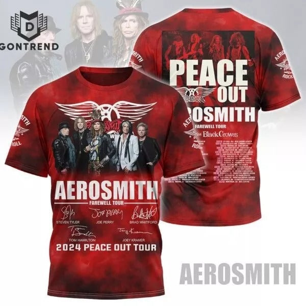 Aerosmith 2024 The Farewell Tour Signature 3D T-Shirt